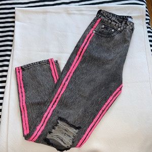 NWT and original packaging! Adika black washed jeans with pink detailing